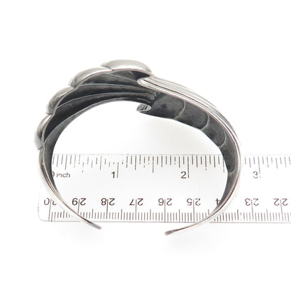 Kabana 925 Sterling Silver Vintage Modernist Oxidized Adjustable Bracelet 6.5"