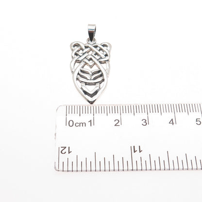 925 Sterling Silver Vintage Celtic Knot Oxidized Charm Pendant