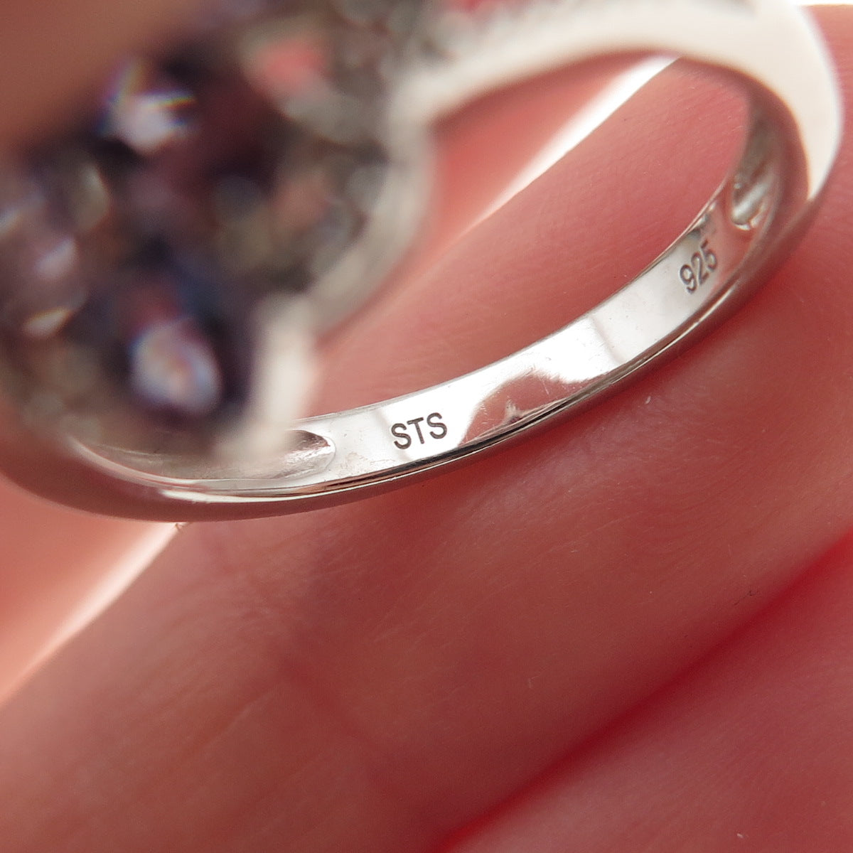Chuck Clemency 925 Sterling Silver Real Tanzanite & White Topaz Ring Size 8