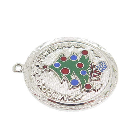 GRIFFITH & SONS CO 925 Sterling Silver Vintage Enamel Christmas Tree Pendant