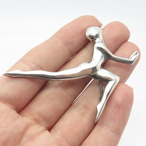 925 Sterling Silver Vintage Mexico Nude Woman Silhouette Pin Brooch