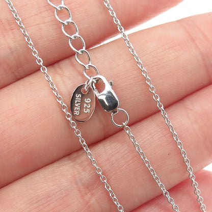 925 Sterling Silver Round-Cut Shaped C Z Rolo Chain Necklace 18"