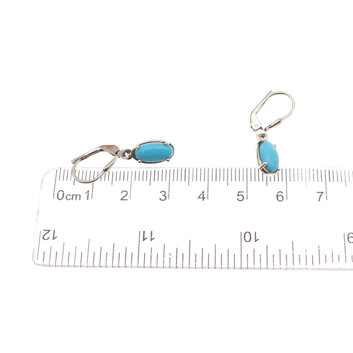D'Joy 925 Sterling Silver Real Sleeping Beauty Turquoise Dangle Earrings