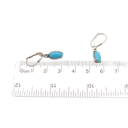 D'Joy 925 Sterling Silver Real Sleeping Beauty Turquoise Dangle Earrings