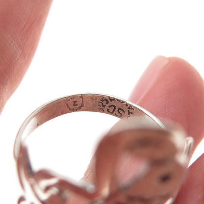 925 Sterling Silver Vintage Mexico Pisces Zodiac Sign Adjustable Ring Size 8.75