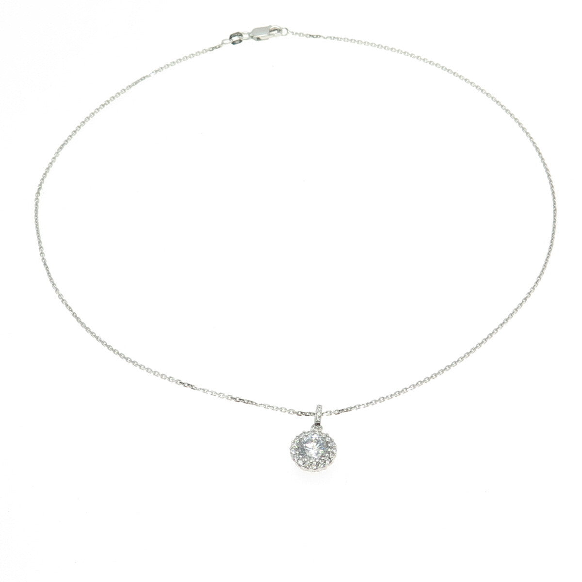 925 Sterling Silver Round-Cut C Z Cable Chain Necklace 16"