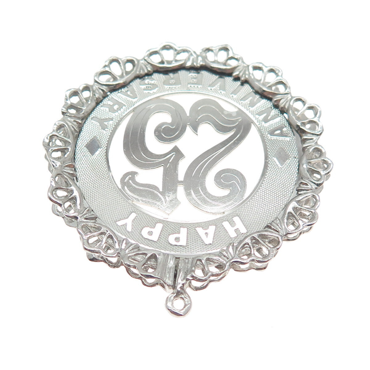 CROWN 925 Sterling Silver Vintage "25 Happy Anniversary" Pendant