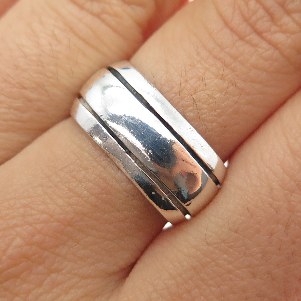 925 Sterling Silver Vintage Mexico Modernist Band Ring Size 7.25