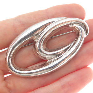 925 Sterling Silver Vintage Modernist Twisted Pin Brooch
