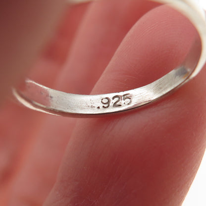 925 Sterling Silver Vintage Real Lapis Bypass Oxidized Ring Size 4.75