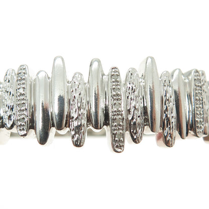 MY RED BIRD 925 Sterling Silver Real Round-Cut Diamond Bangle Bracelet 6.75"