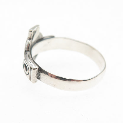 925 Sterling Silver Vintage Celtic Cross Oxidized Ring Size 8