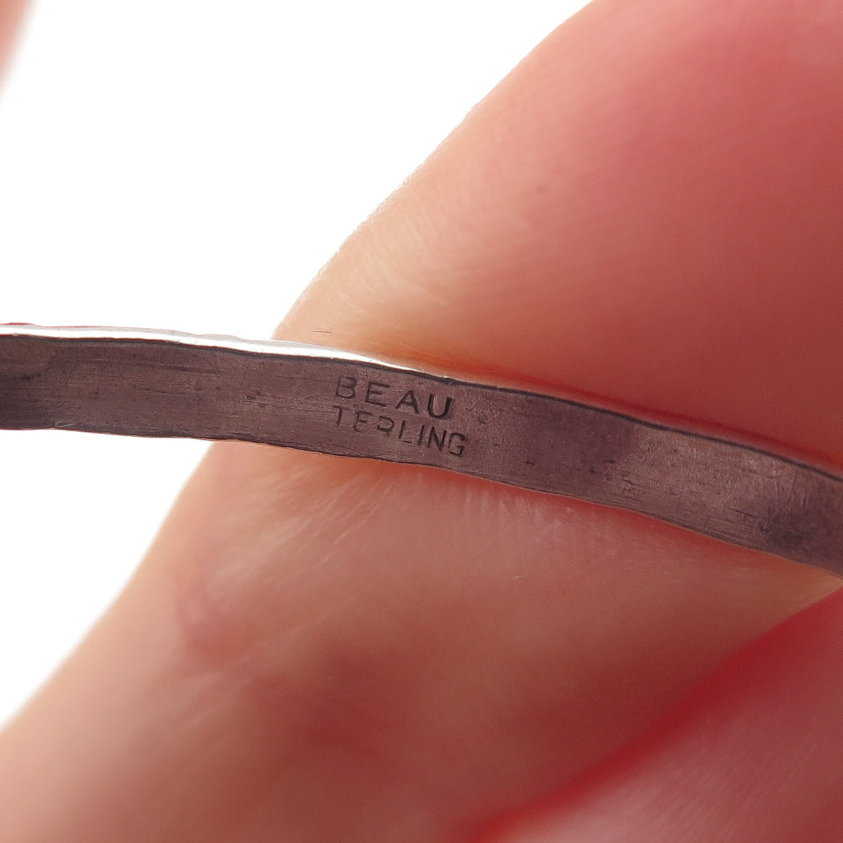 BEAU 925 Sterling Silver Vintage Ornate Oxidized Stackable Bangle Bracelet 7.75"