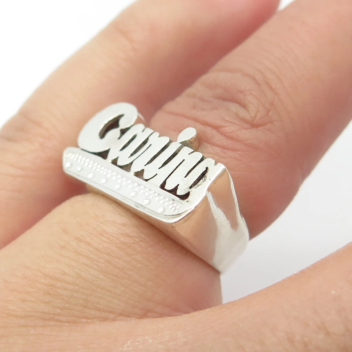 925 Sterling Silver Vintage "Carina" Personalizes Ring Size 5.25