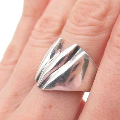 925 Sterling Silver Vintage Mexico Modernist Oxidized Ring Size 8.25
