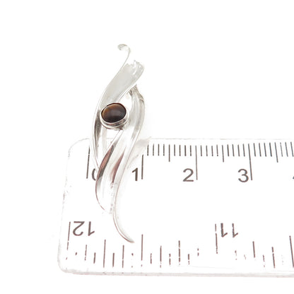 925 Sterling Silver Vintage Real Tiger Eye Modernist Floral Slide Pendant