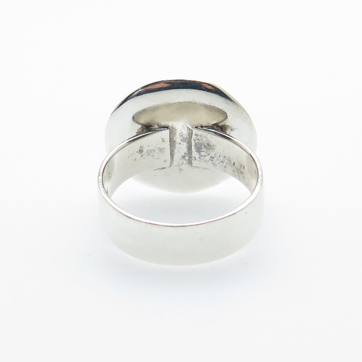 BARONI 925 Sterling Silver Vintage Real Pearl Modernist Hammered Ring Size 7.25