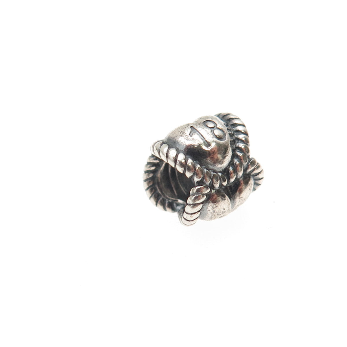 PANDORA 925 Sterling Silver 18th Birthday Heart Slide Bead Charm