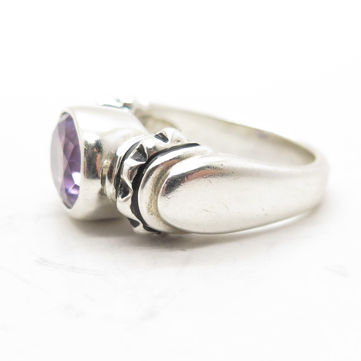 ESPO SIG Joseph Esposito Sterling Silver Vintage Real Amethyst Ring Size 6.25