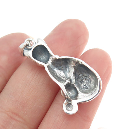 925 Sterling Silver Vintage Kitty Cat Spiral Pendant