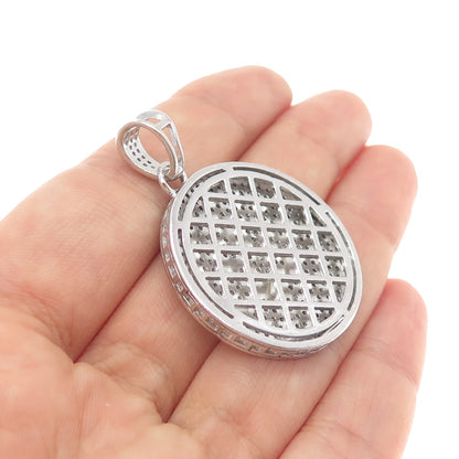 925 Sterling Silver Round-Cut C Z Allah Muslim Religious Charm Pendant