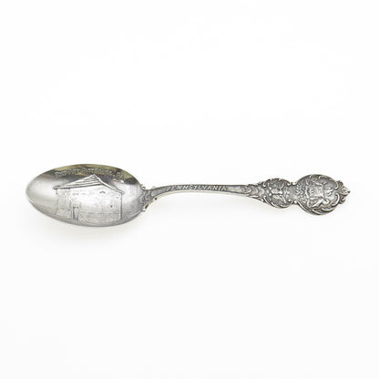 MECHANICS 925 Sterling Silver Antique Art Deco Pennsylvania Coffee Spoon