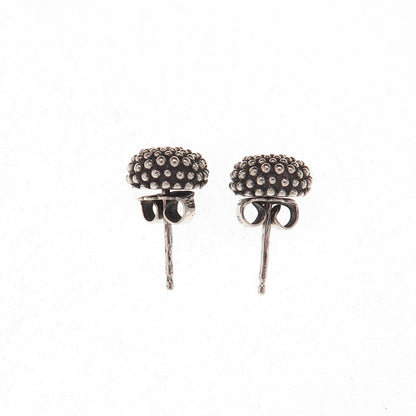 925 Sterling Silver Vintage Granulated Ball Oxidized Stud Earrings