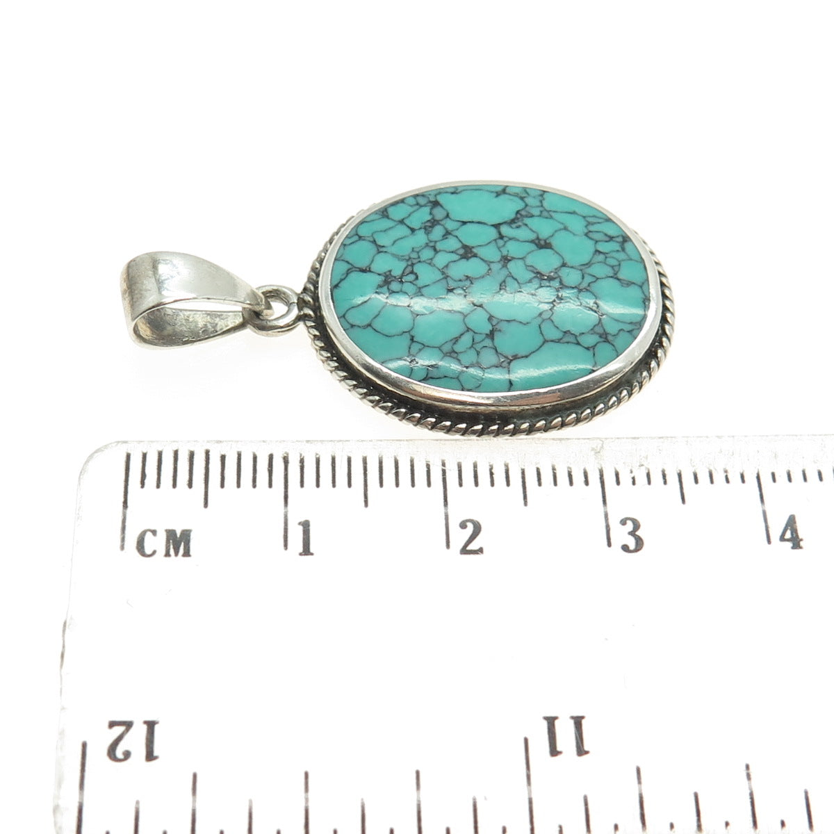 CHARLES WINSTON 925 Sterling Silver Vintage Kingman Turquoise Gem Oval Pendant