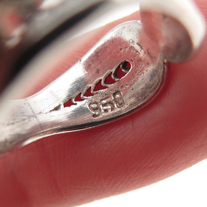 925 Sterling Silver Vintage Modernist Filigree Oxidized Ring Size 5.5