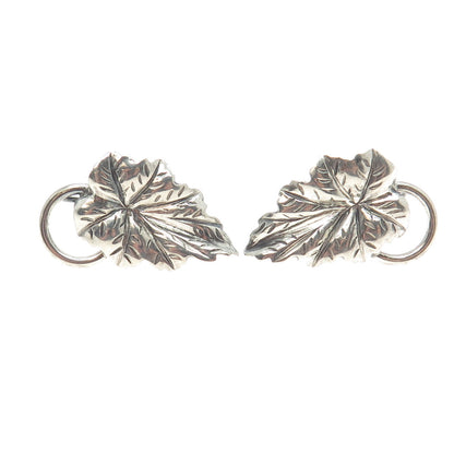 DANECRAFT 925 Sterling Silver Antique Art Deco Leaf Screw Back Earrings