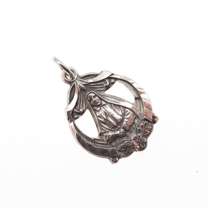 HMH Religious Sterling Antique Art Deco St. Frances Xavier Cabrini Mini Pendant