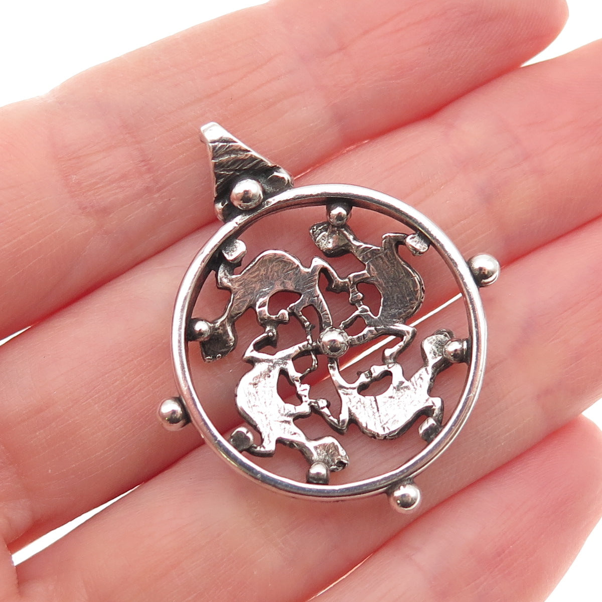 925 Sterling Silver Vintage Lizard Cross Oxidized Charm Pendant