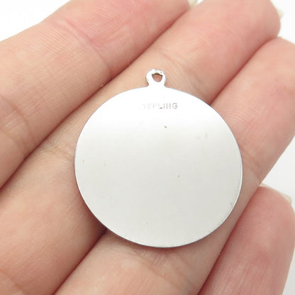 925 Sterling Silver Vintage "Happy Anniversary" Ribbed Pendant