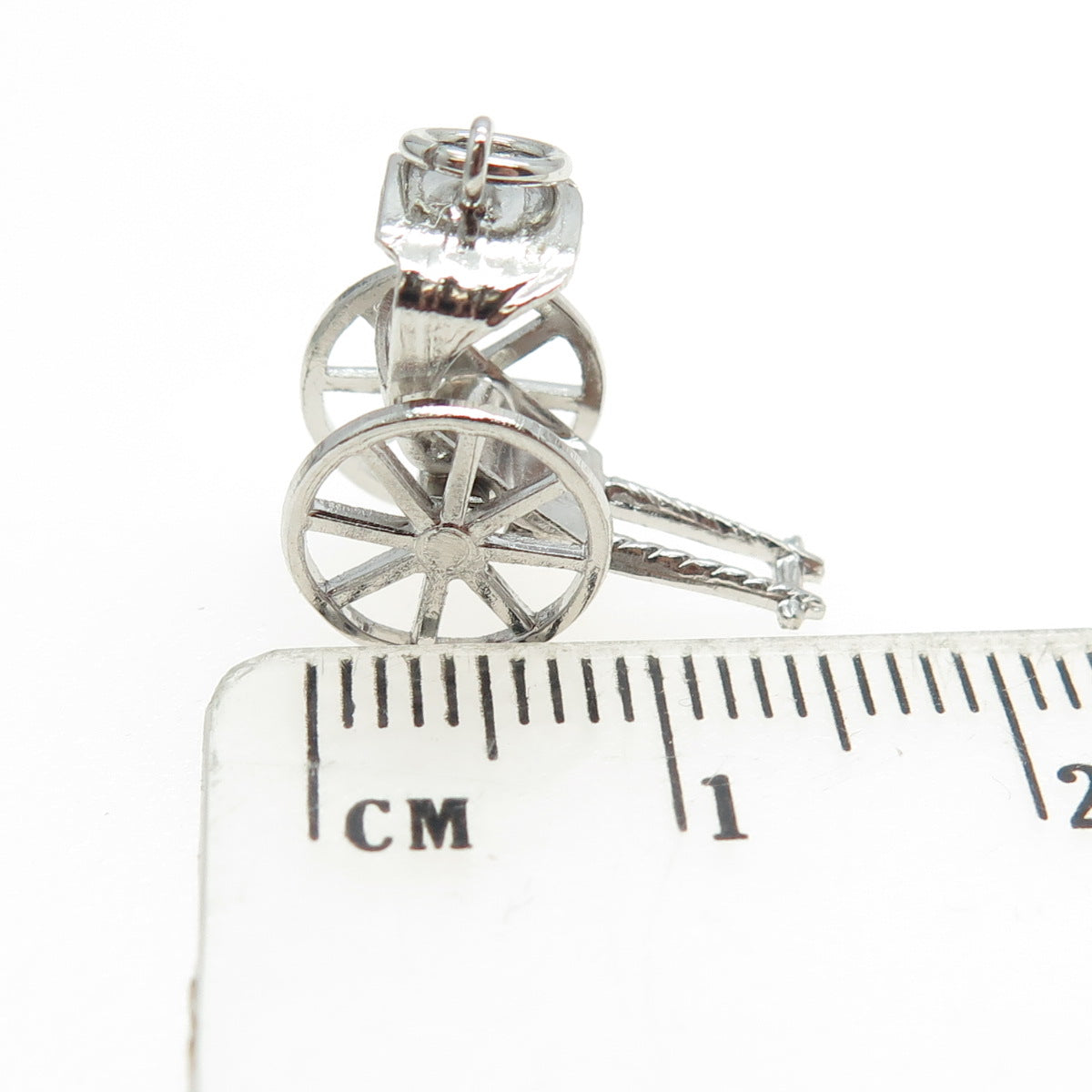 925 Sterling Silver Antique Art Deco Rickshaw Carriage 3D Charm Pendant