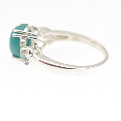 925 Sterling Silver Real Sleeping Beauty Turquoise & Apatite Ring Size 8