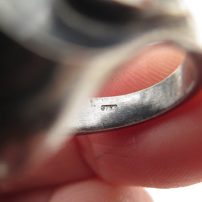 925 Sterling Silver Vintage Modernist Dome Oxidized Ring Size 6.25