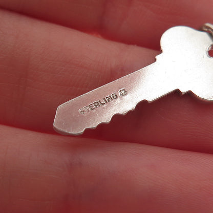 Wells 925 Sterling Silver Vintage Key To Success Oxidized Charm Pendant