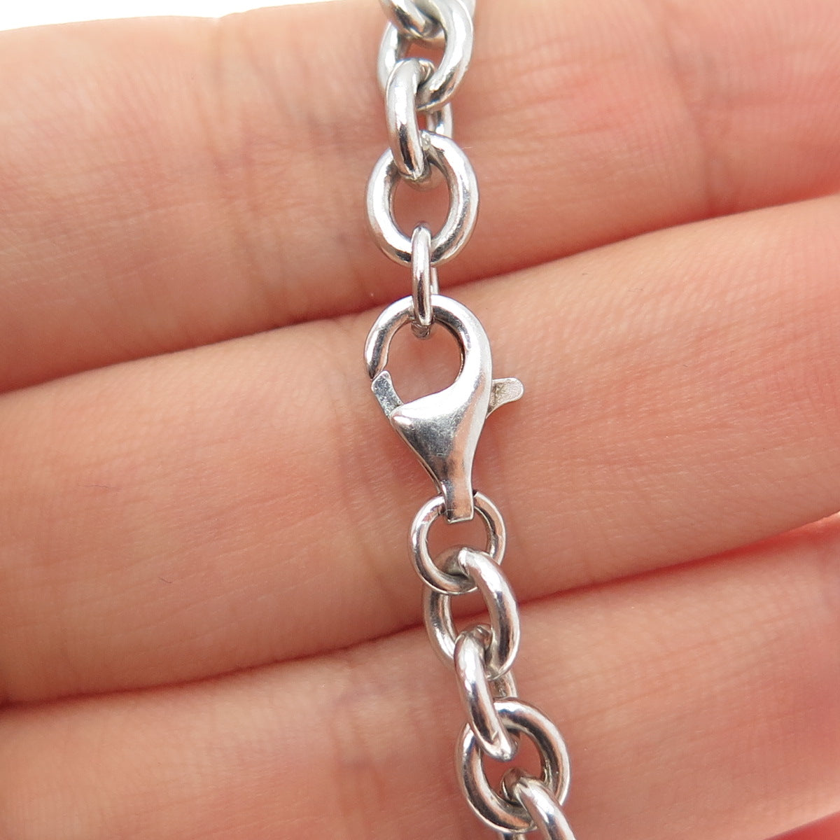 925 Sterling Silver Vintage Cable Link Bracelet 6.5"