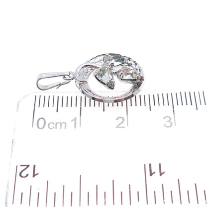 SORRENTO Sterling Silver Antique Art Deco Rhinestone Floral Mini Charm Pendant