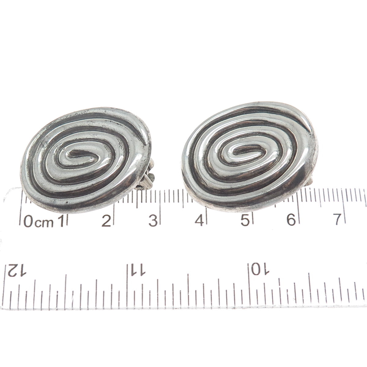 FREDERIC JEAN DUCLOS 925 Sterling Vintage Spiral Oxidized Clip On Earrings