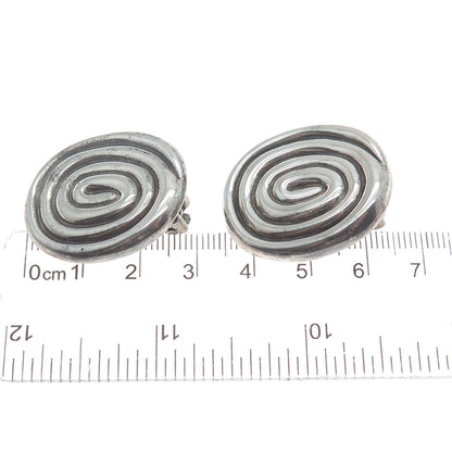 FREDERIC JEAN DUCLOS 925 Sterling Vintage Spiral Oxidized Clip On Earrings