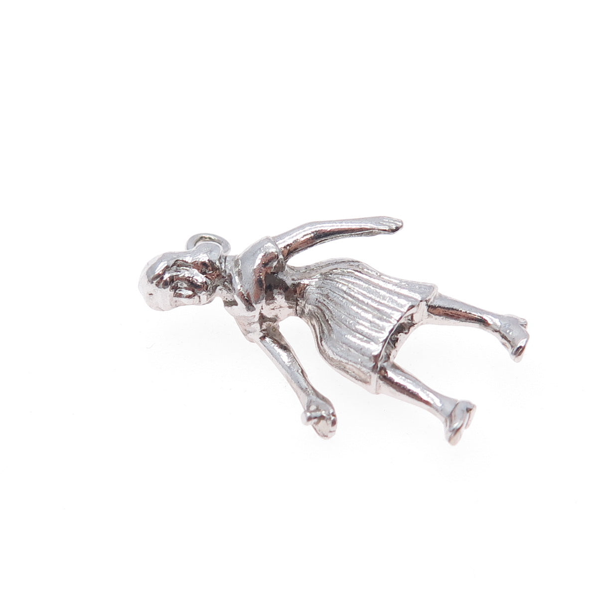 925 Sterling Silver Vintage Female Bowler Mini 3D Charm Pendant