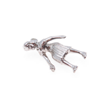 925 Sterling Silver Vintage Female Bowler Mini 3D Charm Pendant