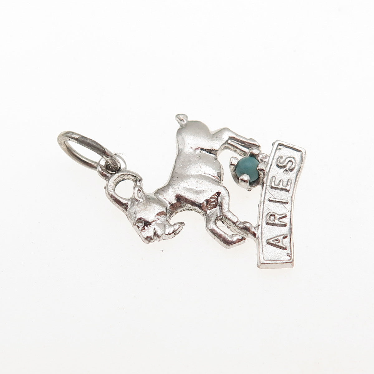 925 Sterling Silver Vintage Rhinestone Aries Zodiac Sign Mini Charm Pendant