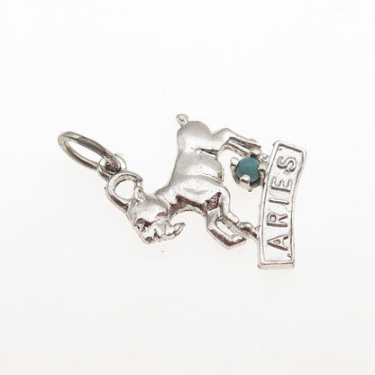 925 Sterling Silver Vintage Rhinestone Aries Zodiac Sign Mini Charm Pendant