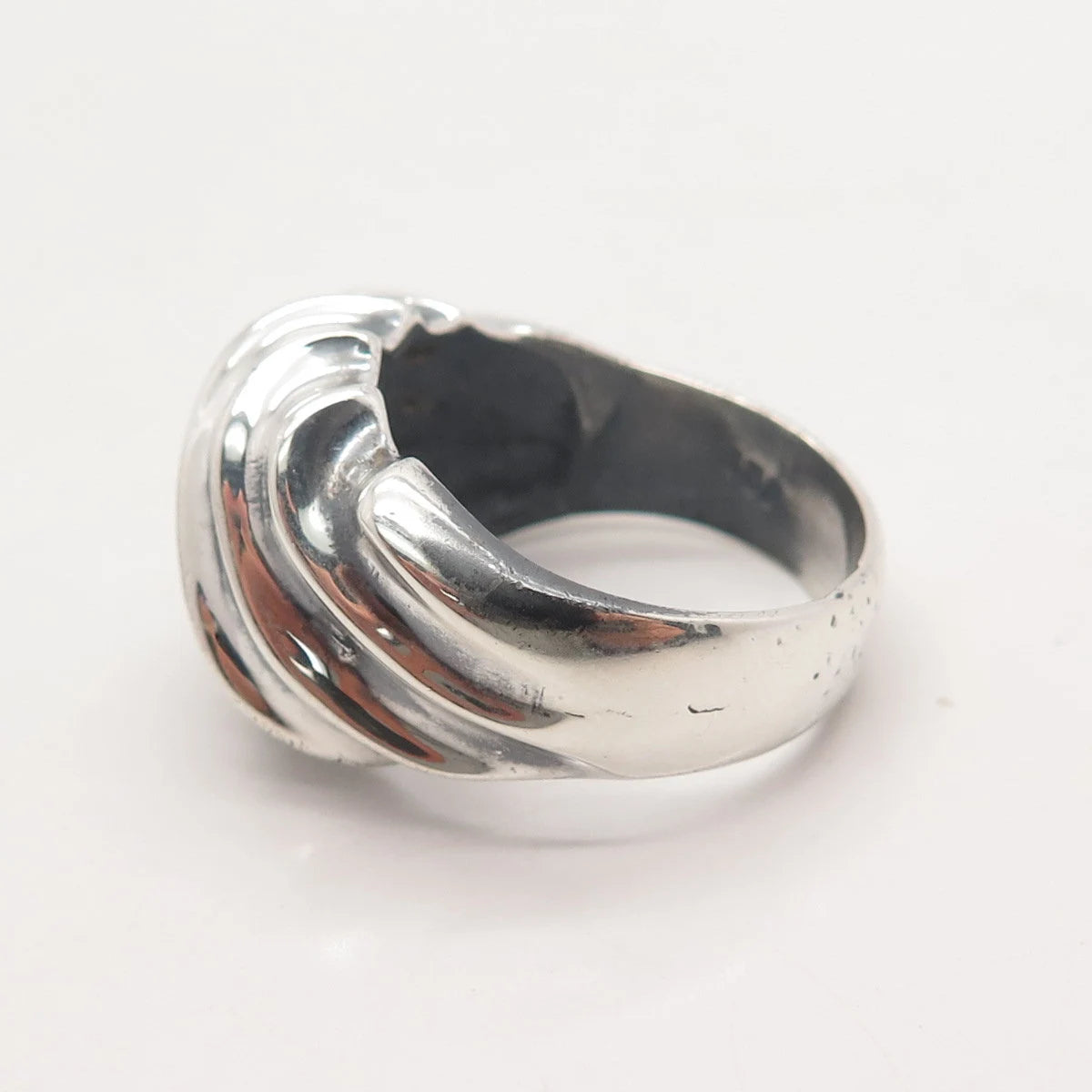 925 Sterling Silver Vintage Ribbed Ring Size 10.5