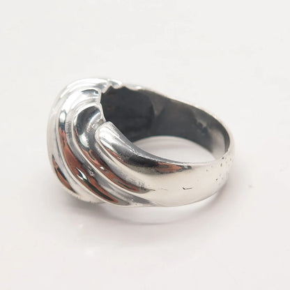 925 Sterling Silver Vintage Ribbed Ring Size 10.5