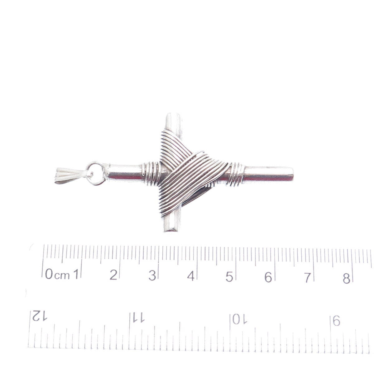 925 Sterling Silver Vintage Roped Cross Religious Pendant