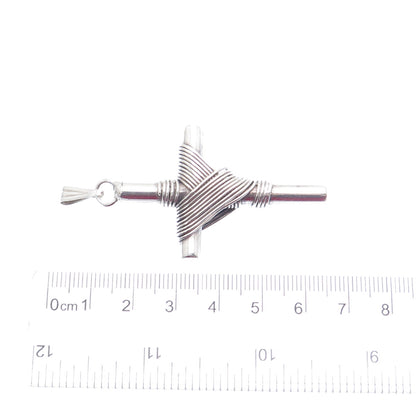925 Sterling Silver Vintage Roped Cross Religious Pendant