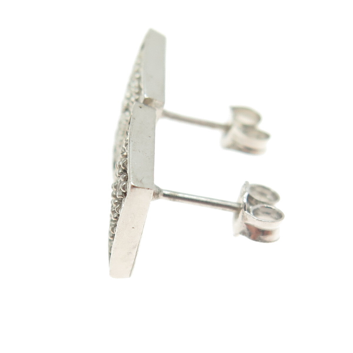 925 Sterling Silver Round-Cut C Z Square Stud Earrings